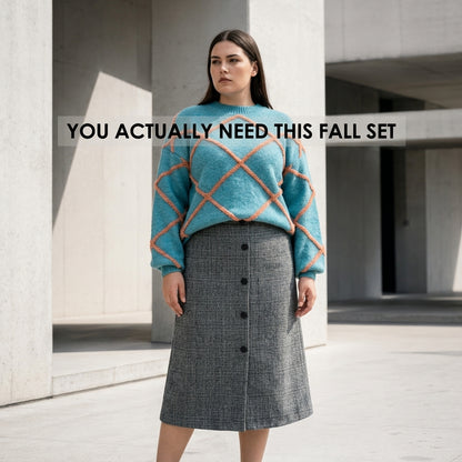 Plus Size Women's Fall/Winter Sweater Two-Piece Set