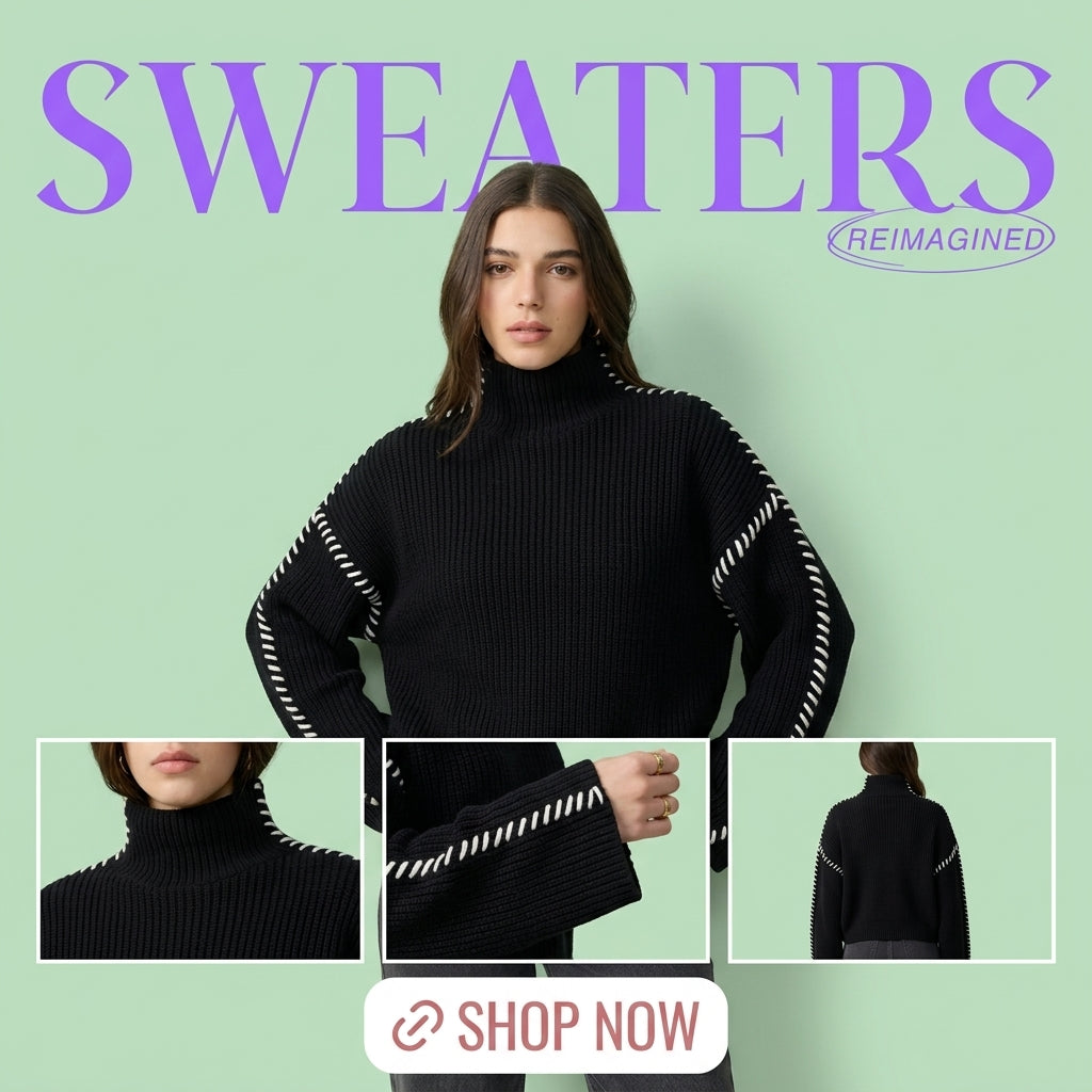 WOLFF Plus Size Knitted Sweater with Color Block Design