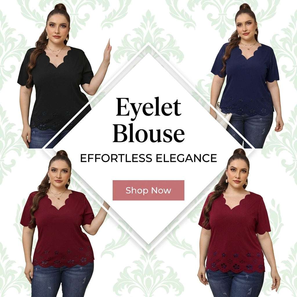 Plus Size Burnt Floral Deep V T-Shirt for Ladies