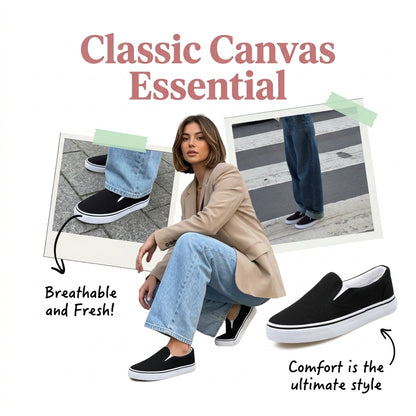 Women's Casual Canvas Shoes - Comfortable Rubber Sole