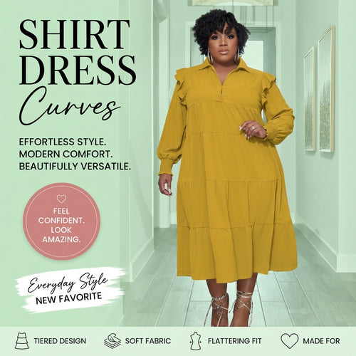 Plus Size Women's Elegant Maxi Dress with Long Sleeves