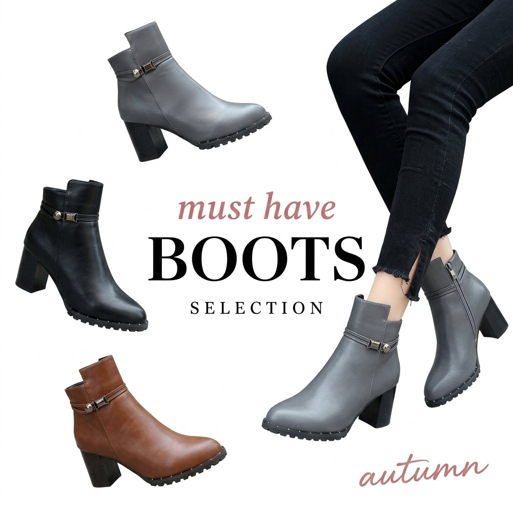 Women's Martin Boots, British Style Autumn-Winter Heels