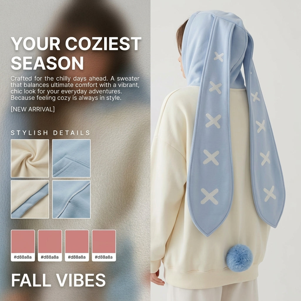 Cute Women's Casual Loose Hooded Sweater for Fall/Winter