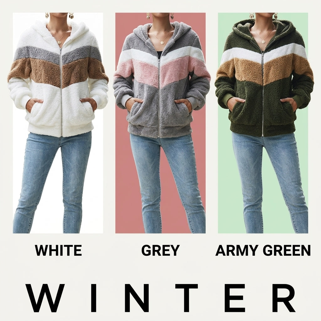 Autumn Winter Oversized Hooded Fleece Jacket