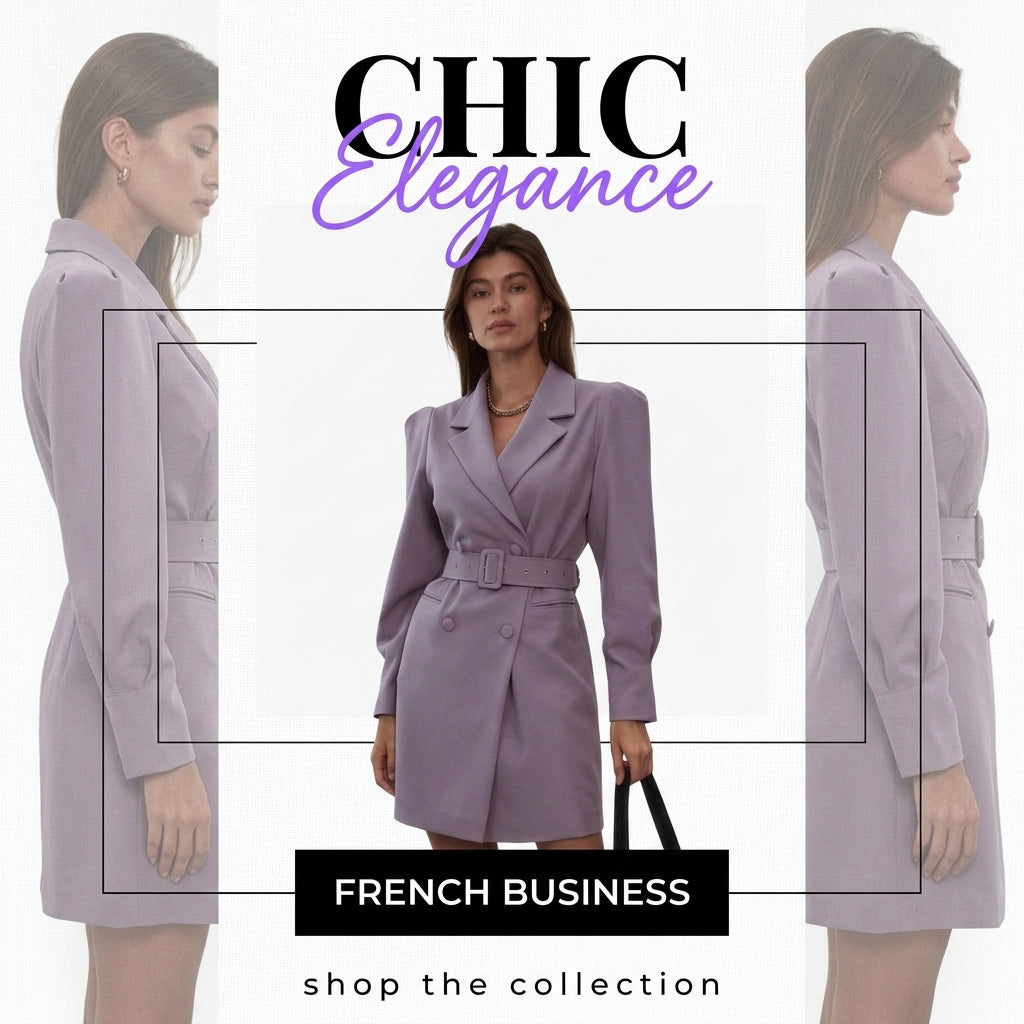 French Style Business Suit with Elegant Waist Design