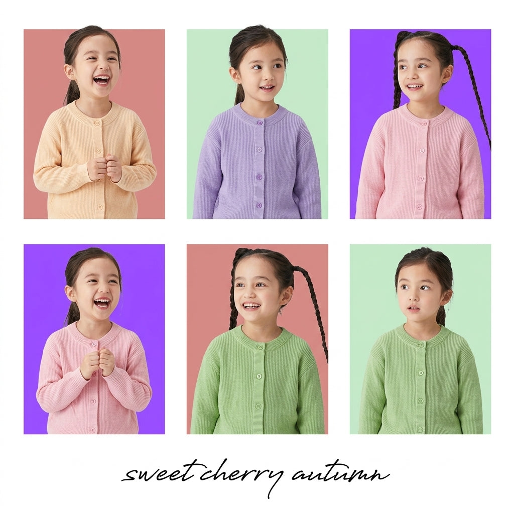 Girls' Cherry Sweater in Cotton Blend
