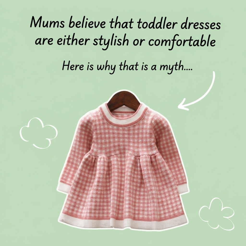 Girls' Knitted Plaid Sweater Dress for Children