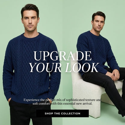 Twist Weave Round Neck Sweater For Men