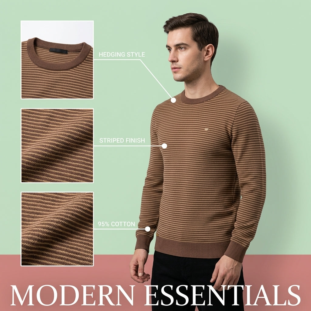 New Striped Long Sleeve Sweater for Men