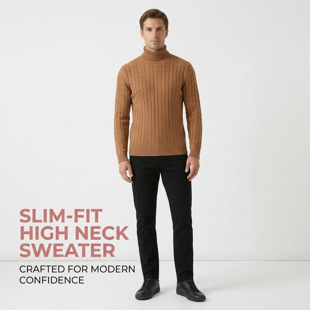 Slim-fit High Neck Sweater for Men