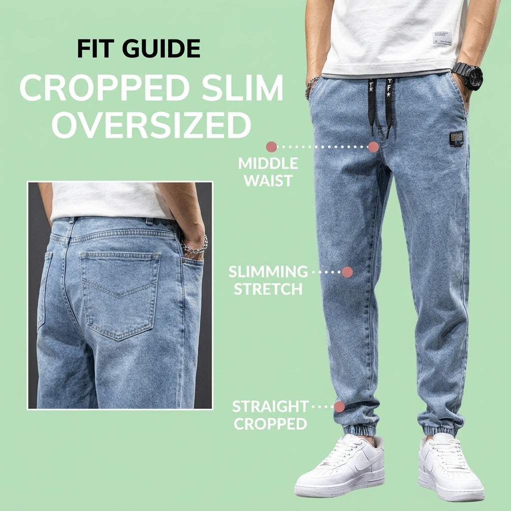 Cropped Oversized Slimming Jeans for Men