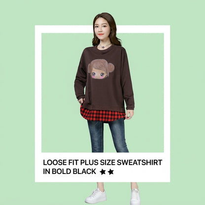 Trendy Style Plus Size Casual Sweatshirt