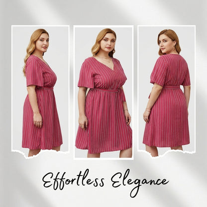 Plus Size Designer Dress with Stripes