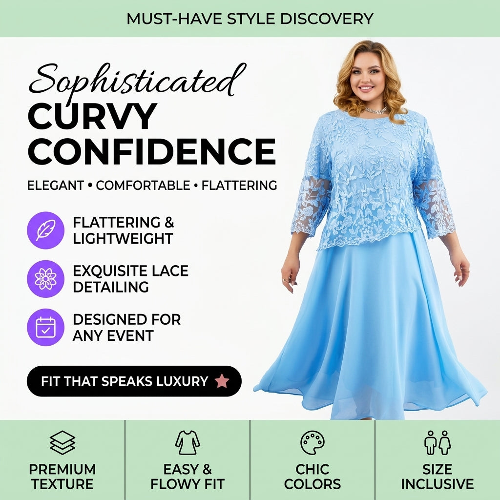 Elegant Plus Size Dress with Lace (One Piece)