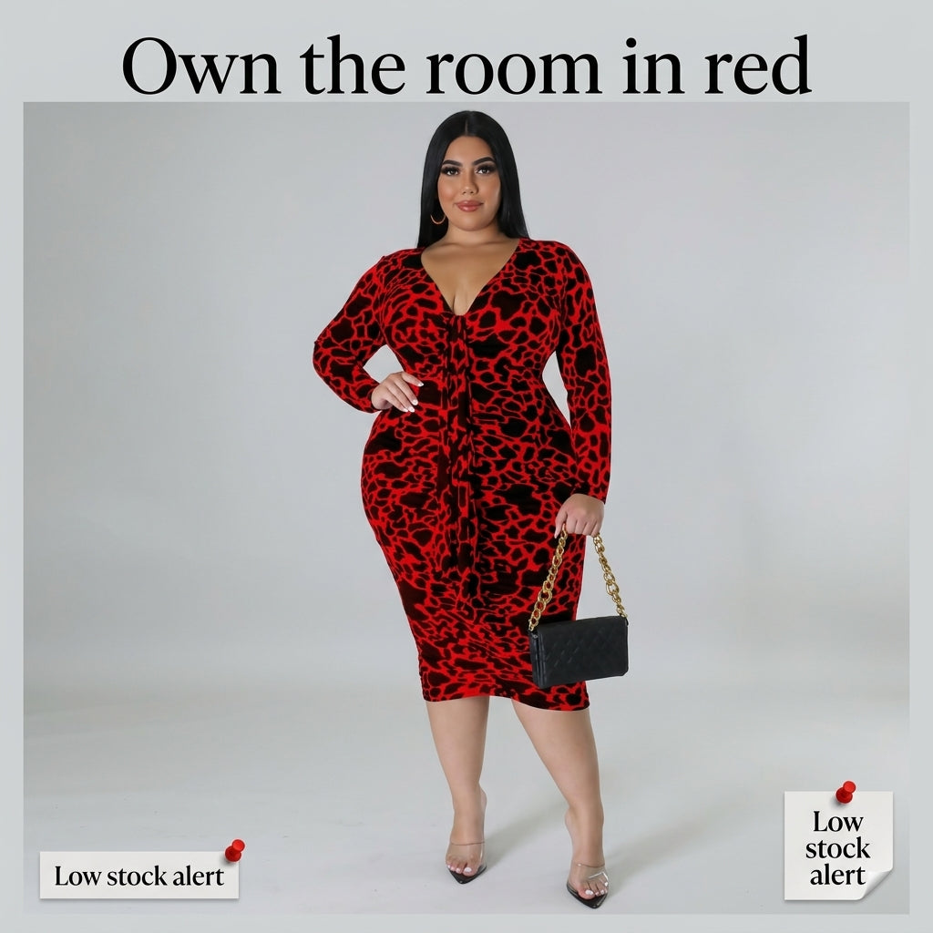 Plus Size Women's Leopard Print Sheath Dress
