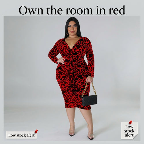 Plus Size Women's Leopard Print Sheath Dress