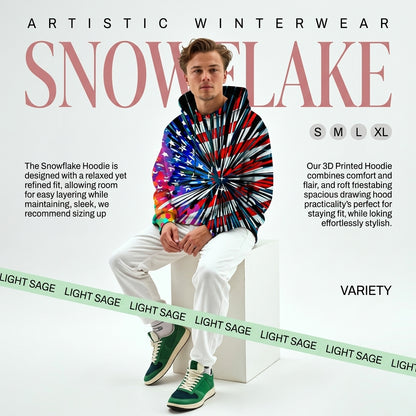 3D Snowflake Hoodie Pullover for Men and Women