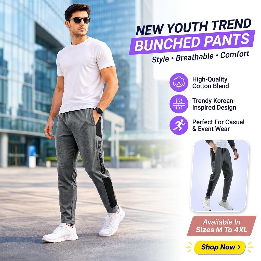 Bunched Pants for Men - New Youth Trend