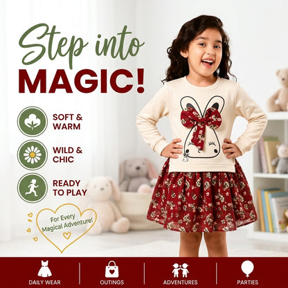 Girls' Autumn Winter Animal Print Party Dress