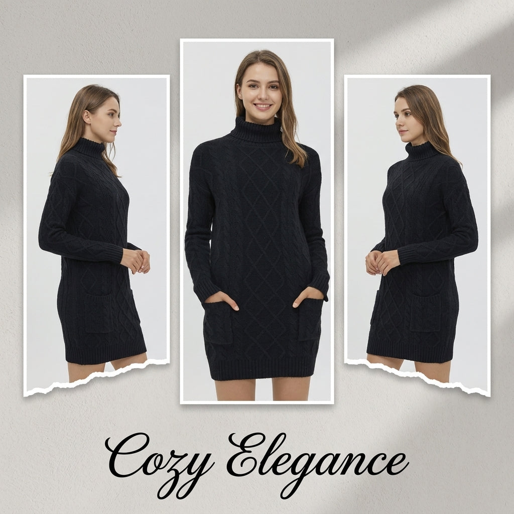 Mid-length Woolen Sweater Dress for Women
