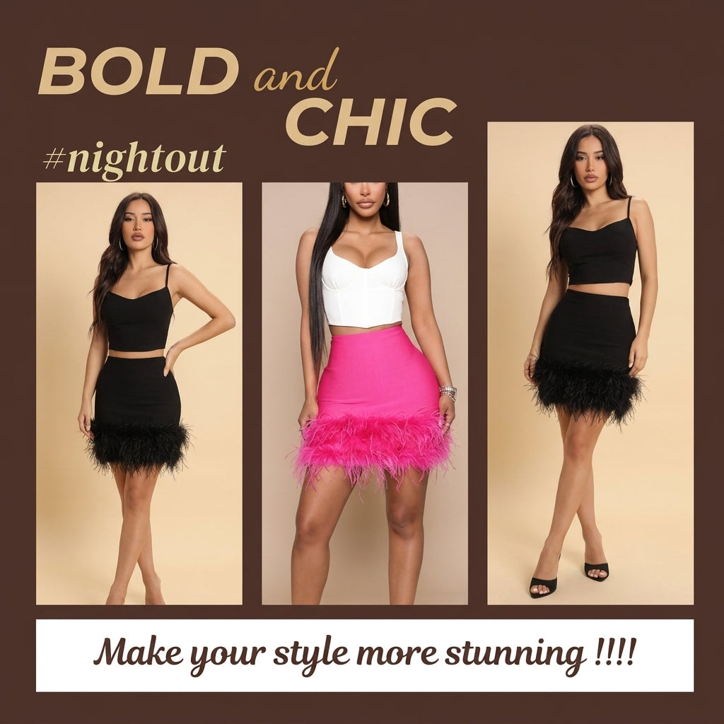 European and American Sexy Fur Hip-Wrapped Dress