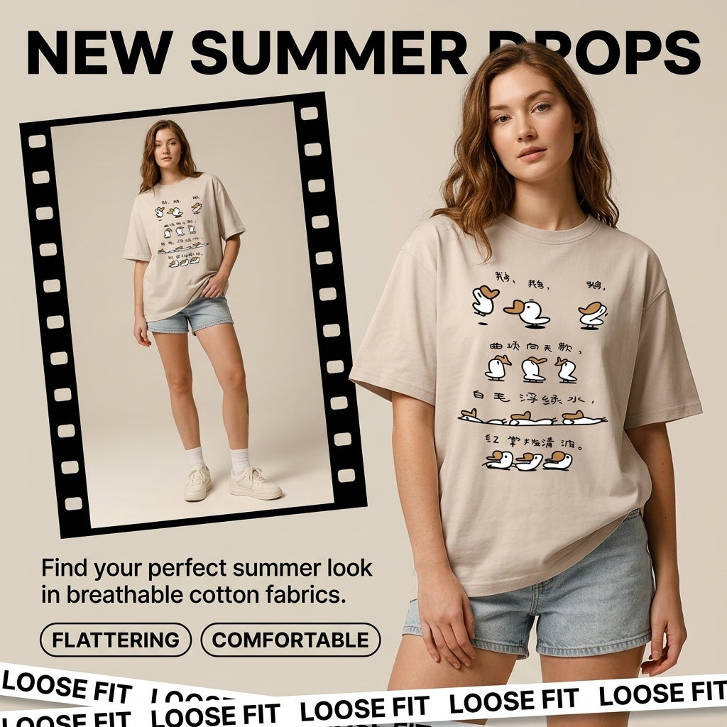 Damen Plus Size Baumwoll-T-Shirt – Locker geschnittenes Sommertop