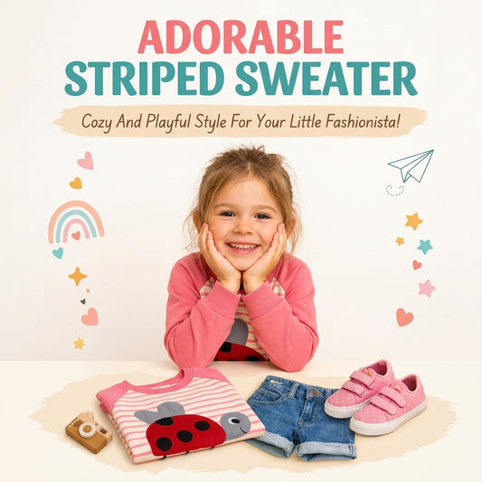 Cartoon Striped Sweater for Girls