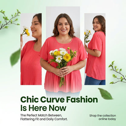 Plus Size Western Pleated Blouse