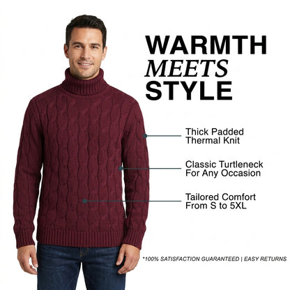 Plus Size Men's Winter Padded Turtleneck Sweater