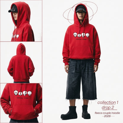 Hooded Padded Blouse Couple Pullover Fleece Sweater