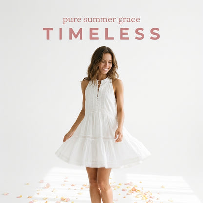 Lace-paneled Stand-collar Button-up Dress