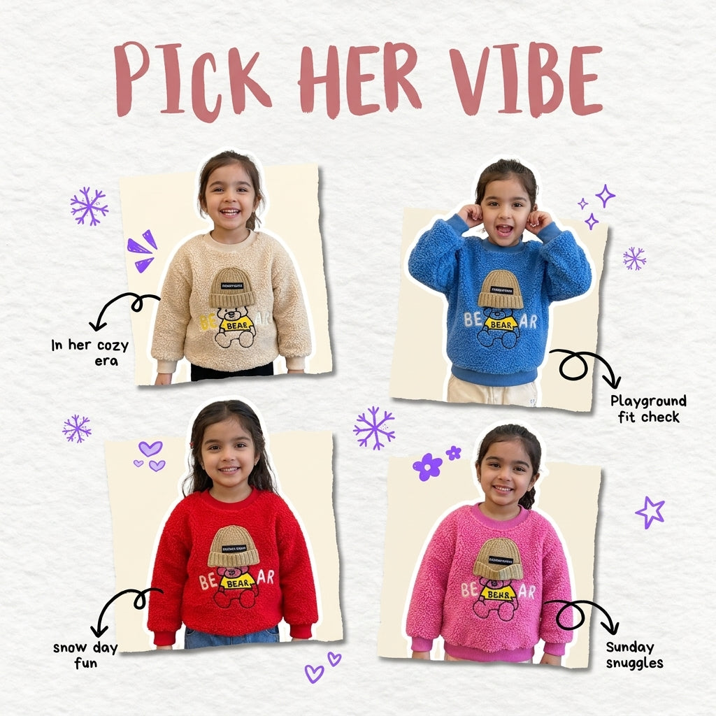 Girls' Thick Warm Fleece Wool Sweater