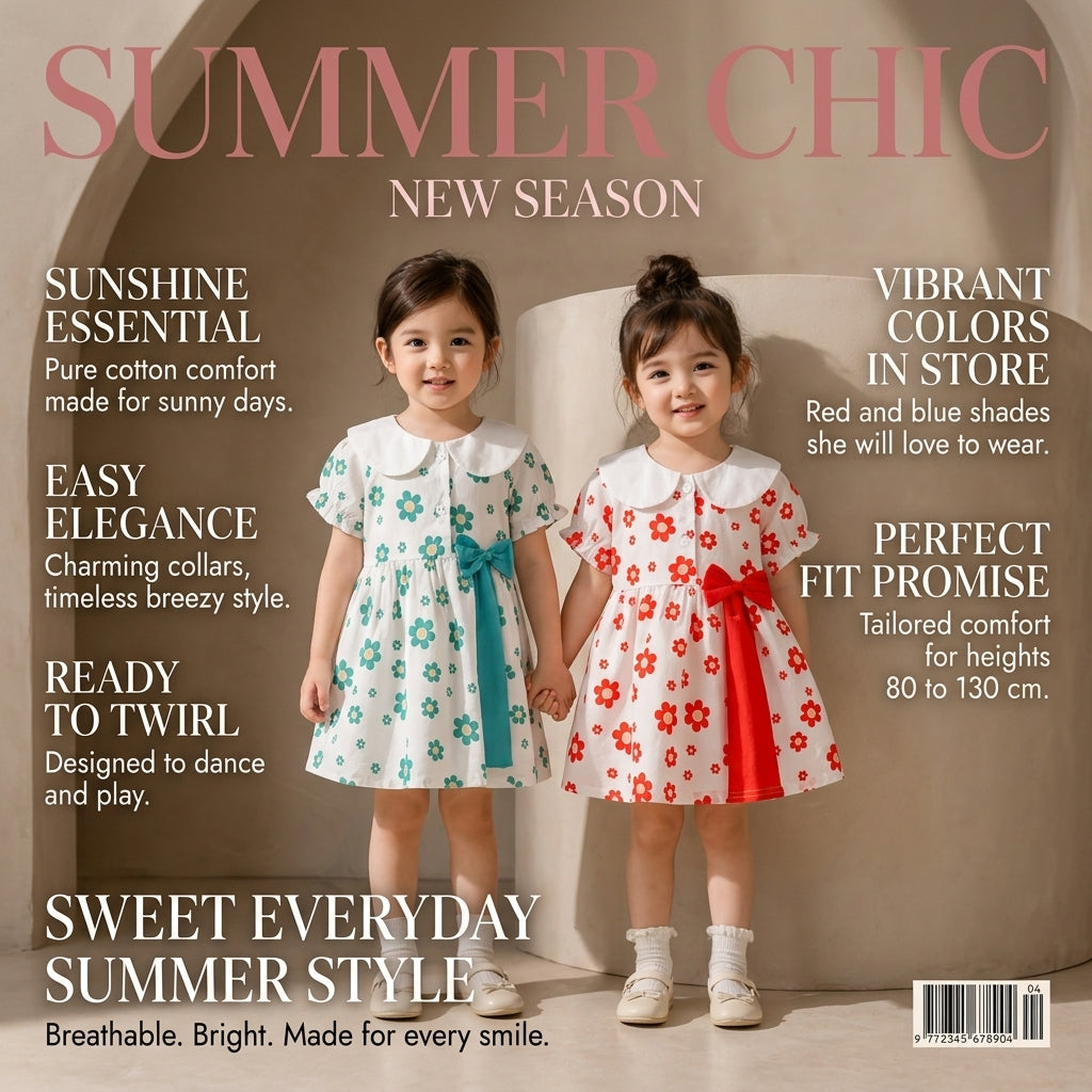 Girls' Short Sleeve Cotton Dress New Style