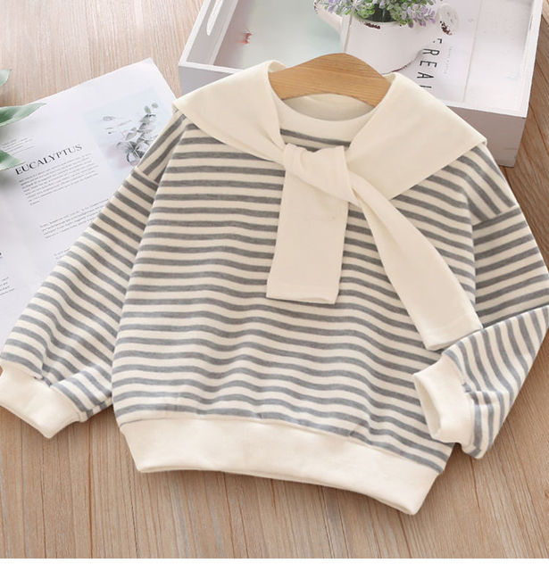 Striped Long Sleeve Pullover for Baby Girls