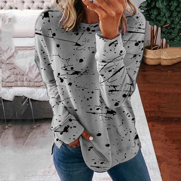Trendy Graffiti Print Plus Size Long Sleeve Sweatshirt