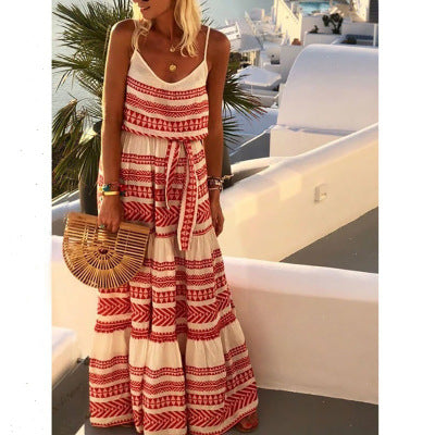 New Plus Size Bohemian Deep V Neck Dress