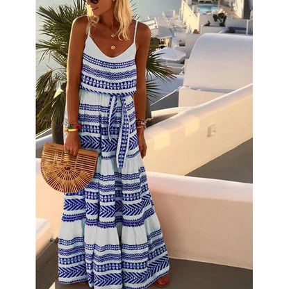 New Plus Size Bohemian Deep V Neck Dress
