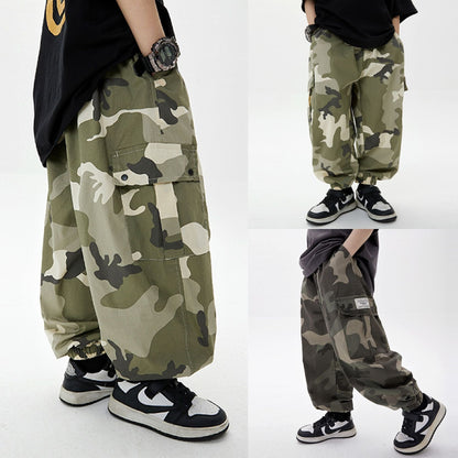 Boys' Autumn Camouflage Cotton Cargo Pants