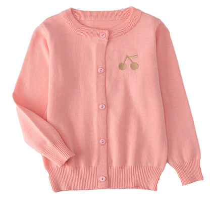 Girls' Cherry Sweater in Cotton Blend