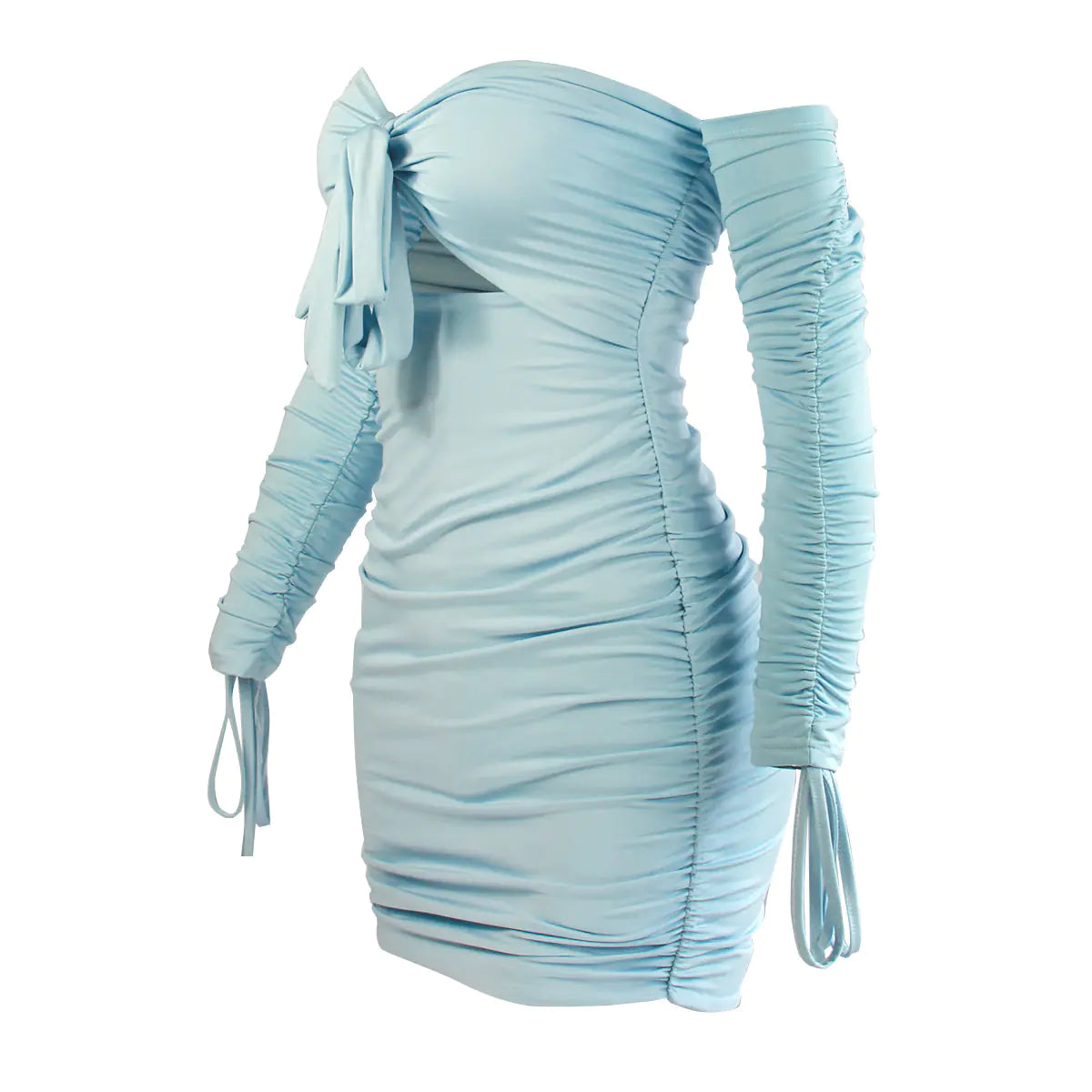 Off-the-Shoulder Long Sleeve Ruched Dress