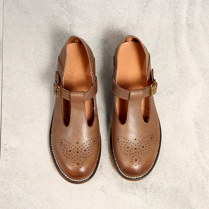 Leather Women's Shoes - Vintage British Style Casual Flats