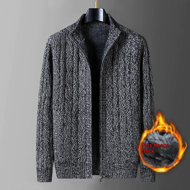 Men's Thick Thermal Fleece-lined Cardigan Sweater