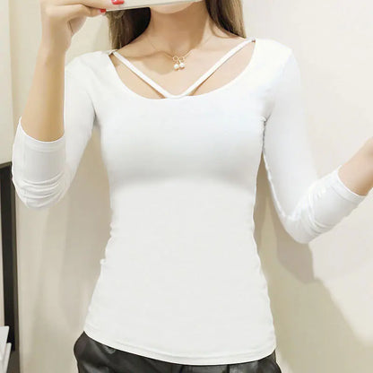 Long Sleeve Halter Neck T-Shirt for Women