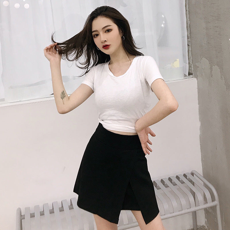 Irregular Split Hem Midi Skirt Pants