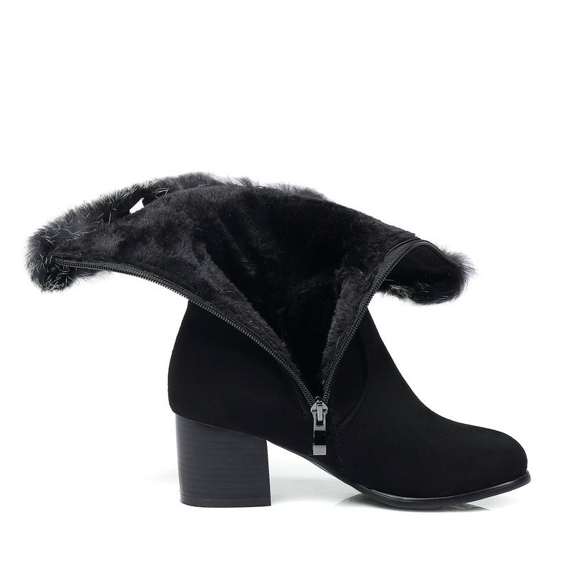 Winter Warm  Fur Boots for Women with Heels