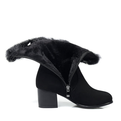 Winter Warm  Fur Boots for Women with Heels