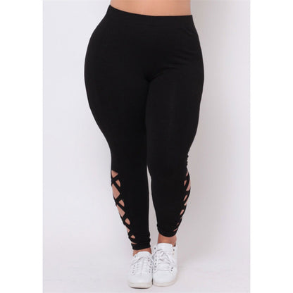 Plus Size Solid Color Cross Strap Pants for Women
