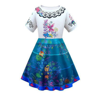 Encanto Style Girls Dress with Flutter Sleeves and Bag