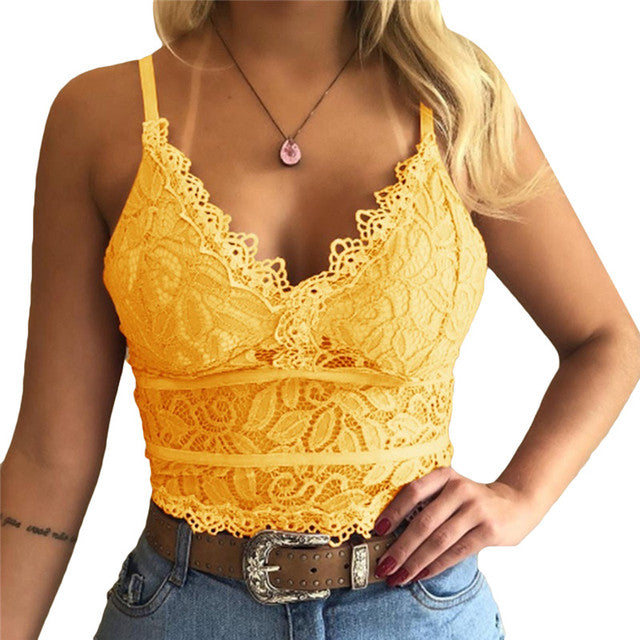Elegant Women's V-Neck Lace Sleeveless Casual Top