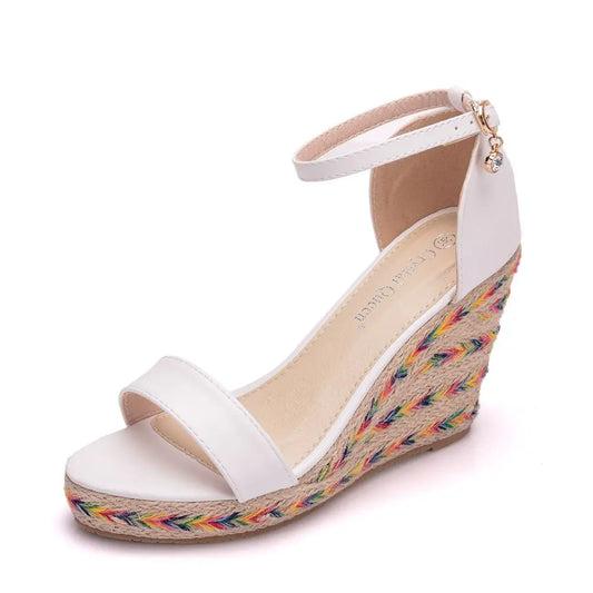 Straw Bohemian Wedge Platform Sandals